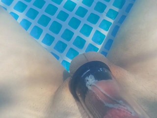 Barely Wet and Wild: Poolside Tease Ending in a Hot Finish