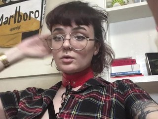 girl wearing chain and leash