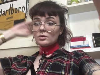 girl wearing chain and leash