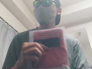 【下着＆レビュー】真っ赤なパンツに包まれた勃起チンポを取り出してぬるぬるにして扱いてイキます。