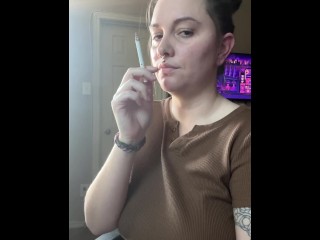 Smoking clip French inhale- full vid going on OF