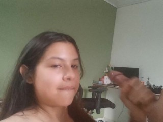 naughty little slut fucking and sucking until she gets cum on her face