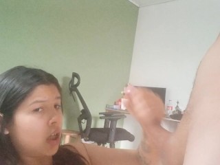 naughty little slut fucking and sucking until she gets cum on her face