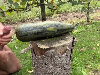 Ich ficke meine riesige Halloween-Zucchini und komme darauf