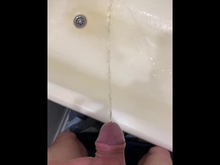 I pee in the bathroom in the morning when it's busy:)