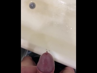 I pee in the bathroom in the morning when it's busy:)