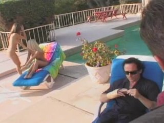 The beautiful Kayla Quinn and Jana Cova have lesbian sex by the pool