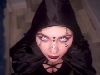 Cute Horny Witch Gives Blowjob And Gets Cum On Her Face