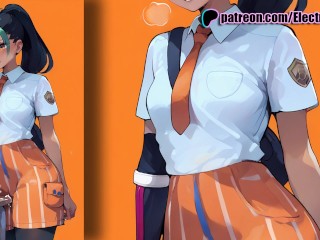 Nemona squats down and gets a bukake to the face!