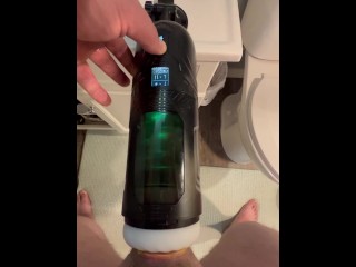 New toy vibrating thrusting and rotating auto stroker male masturbator big cum shot ending