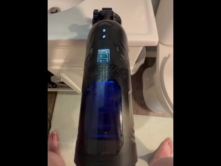 New toy vibrating thrusting and rotating auto stroker male masturbator big cum shot ending