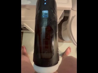 New toy vibrating thrusting and rotating auto stroker male masturbator big cum shot ending