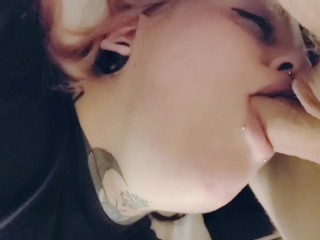 hot goth slut let's me use her throat as a fucktoy