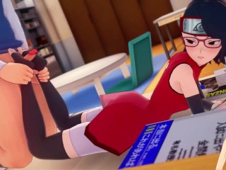 Sarada Footjob in Hokage House Boruto