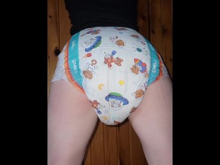 Cute diaper peeing