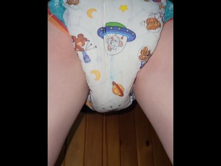 Cute diaper peeing