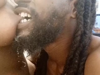 AFTER SHE PLAYS WITH HER BREASTS SUCK, NIBBLE, LICK, AND BITE JUICEY PLUMP PIERCED NIPPLES ALL NIGHT