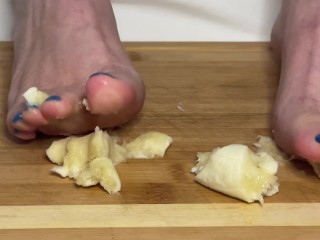 Messy play with a banana under my feet