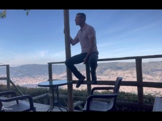 In the jacuzzi, touching my thick and hard cock for you I give you all my milk on your buttocks