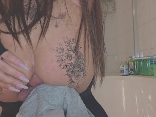 I fuck myself in my tattooed ass, hot anal riding with a big cock. own cock in ass selffuck self