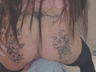 I fuck myself in my tattooed ass, hot anal riding with a big cock. own cock in ass selffuck self