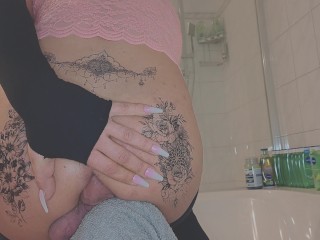 I fuck myself in my tattooed ass, hot anal riding with a big cock. own cock in ass selffuck self