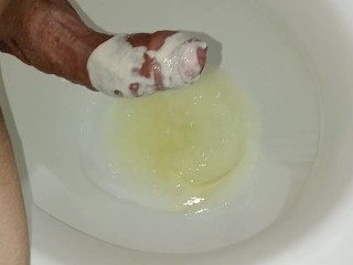 POLLA  APUNTO DE ESTALLAR, GRANDE Y VENOZA, JUGANDO CON AVENA