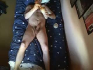 LongJohn0Hara lying on the bed fucking a tight micro rib fleshlight