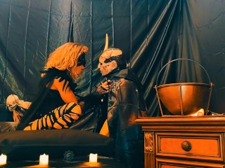 Witch Is Fed Up With Sex Toys On Halloween And Summons A Demon To Get Fucked - Huge Cumshot