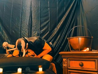 Witch Is Fed Up With Sex Toys On Halloween And Summons A Demon To Get Fucked - Huge Cumshot