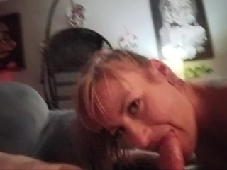 Cock sucking wife deep throat while she asks if she os the best cock sucker ever