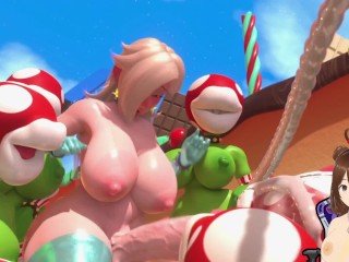 Princess Peach from Super Mario Bros has a gangbang - Jazziuu