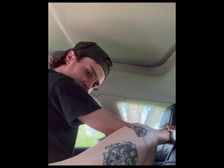 REAL TINDER DATE! Real stranger fucks my throat and pounds my pussy in my backseat in public