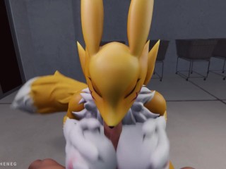 Sexy Digimon MILF Renamon caught on cam in laundry