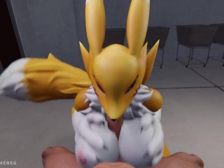 Sexy Digimon MILF Renamon caught on cam in laundry