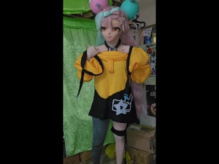 Putting on the kigurumi and giving myself pleasure iono pokemon