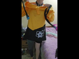 Putting on the kigurumi and giving myself pleasure iono pokemon