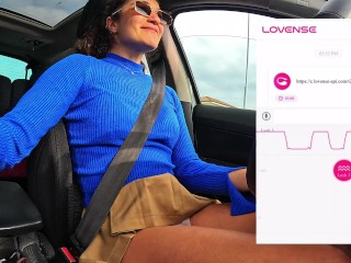 Get filmed by a friend of mine while a remote fan controls my lovense lush vibrator while I drive