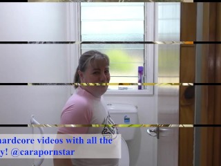 Trashy Kiwi MILF retrieves and reinserts Butt Plug tail after it falls out while pissing in toilet