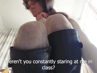 Student shrinks and turns her teacher into a foot slave