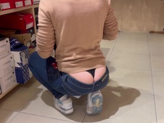 Showing my Ass and Thong in Public with Reactions