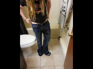 Desperate Transgirl Pees Everywhere!