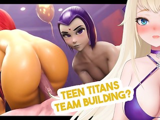 😳 thicc Teen Titans Starfire x Raven hot threesome | horny VTUBER hentai react