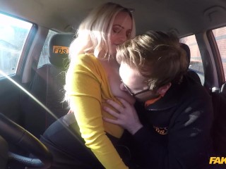 Fake Driving School - Busty Tattooed blonde getting fucked before her Driving Test