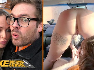 Fake Driving School - Busty Tattooed blonde getting fucked before her Driving Test