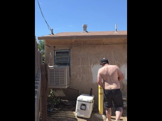 Public dildo riding in my back yard