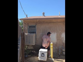 Public dildo riding in my back yard