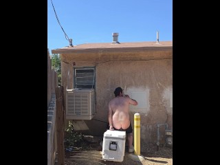 Public dildo riding in my back yard