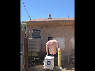 Public dildo riding in my back yard