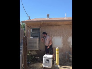 Public dildo riding in my back yard